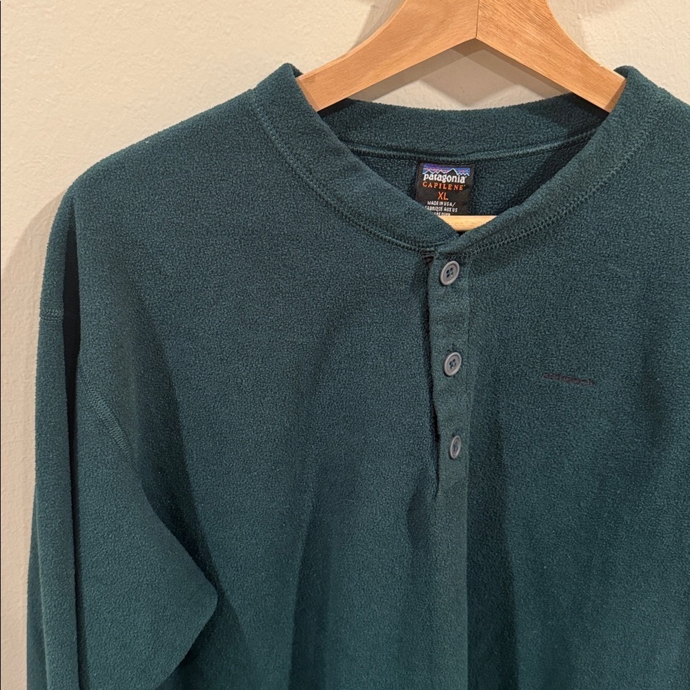 Patagonia Men's Capilene Long Sleeve Fleece Shirt Button Down Deep Green Size XL - Picture 3 of 4